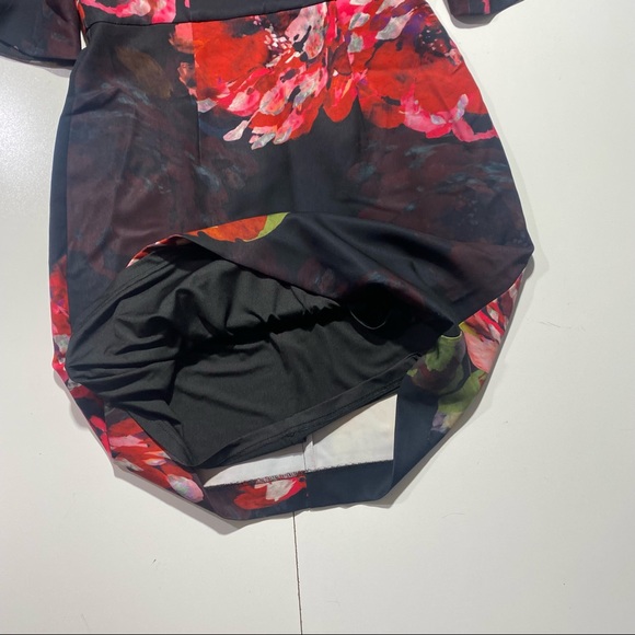 Trina Turk Black & Red Trousdale Floral Float V-neck Ruffles Sleeve Dress NWT 4 - Picture 8 of 16